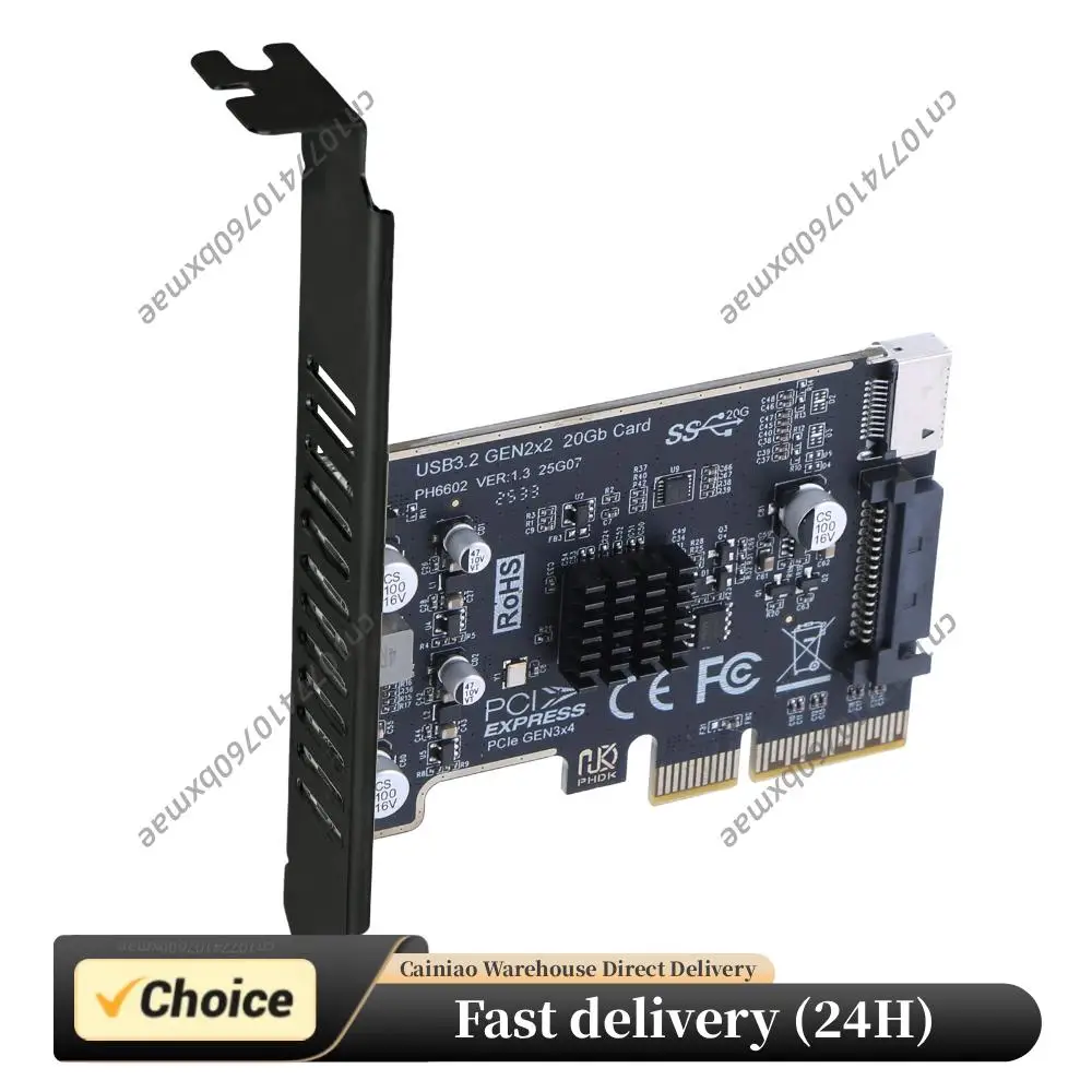 

ASM3242 Chip Front Panel Adapter USB 3.2 GEN2 20Gb Riser Board Expansion Card Riser Converter for Desktop PC Front Panel TYPE C