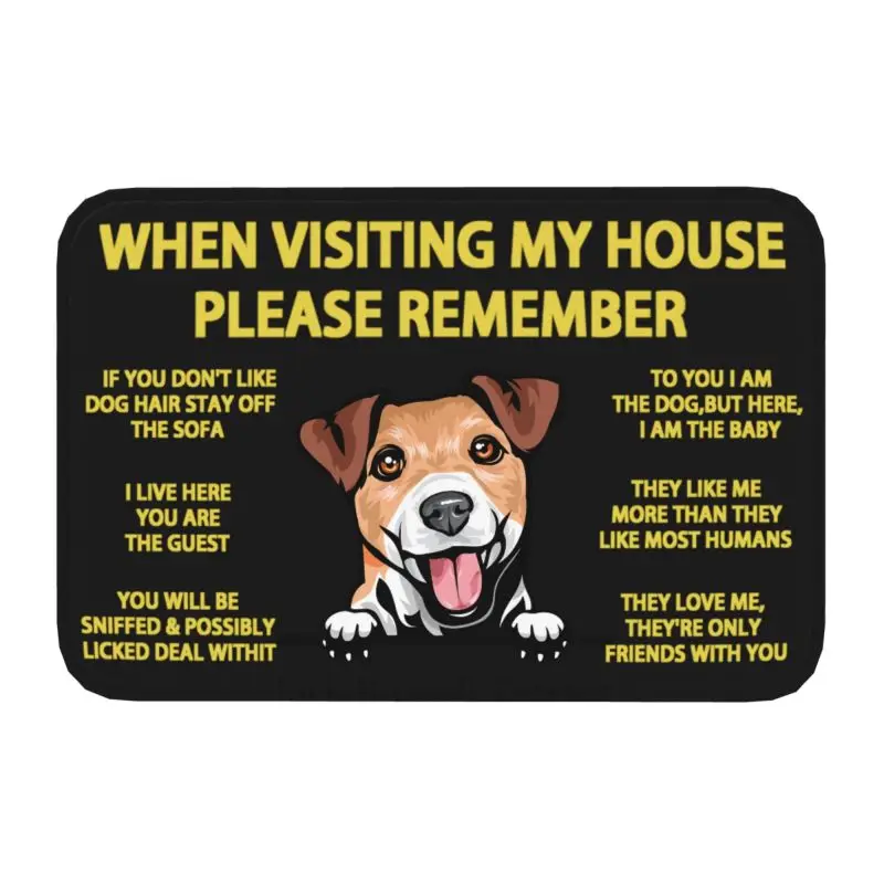 Peeking Dog Jack Russell Terrier Front Door Floor Entrance Mat Outdoor Pet Animal Bath Kitchen Doormat Living Room Carpet Rug