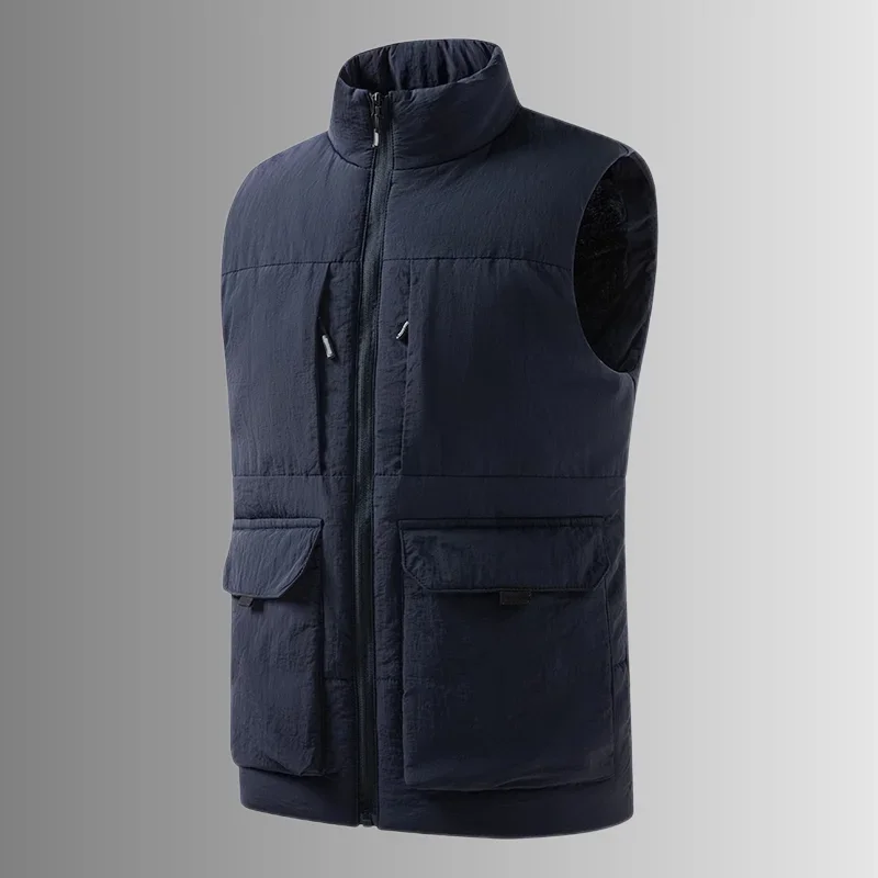 8XL Mens Vest Jacket Plus Size Fleece Linded Vest Coat Big Tall Thick Warm Winter Vest Parkas Hiking Camping Outdoor Cargo Vest