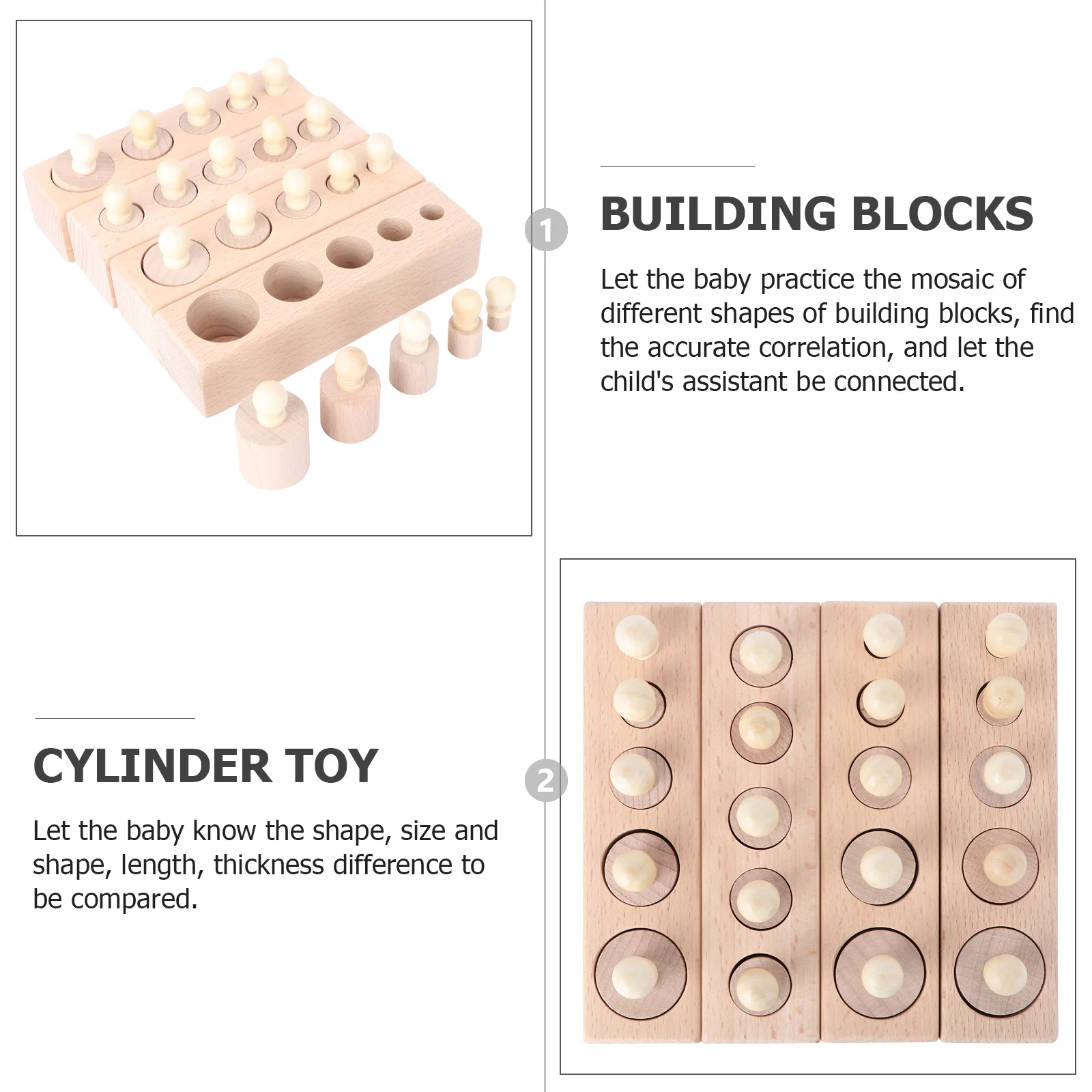 Quebra-cabeça criança brinquedos infantis cilindros knobbed montessori bambu educacional para crianças de madeira