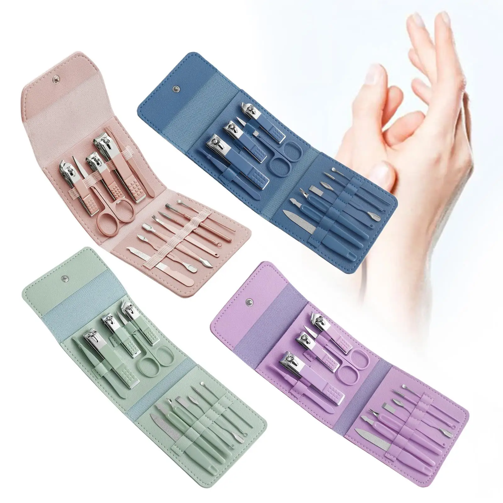 12Pcs Portable Manicure Set for Men Women Toenail Trimmer Scissors Nail Kit Grooming Kit Pedicure Kit Nail Files