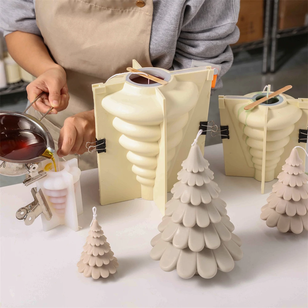 Christmas Tree Silicone Mold 3D Christmas Aromatherapy Plaster Candle Mould Handmade Christmas Ornament Home Decoration