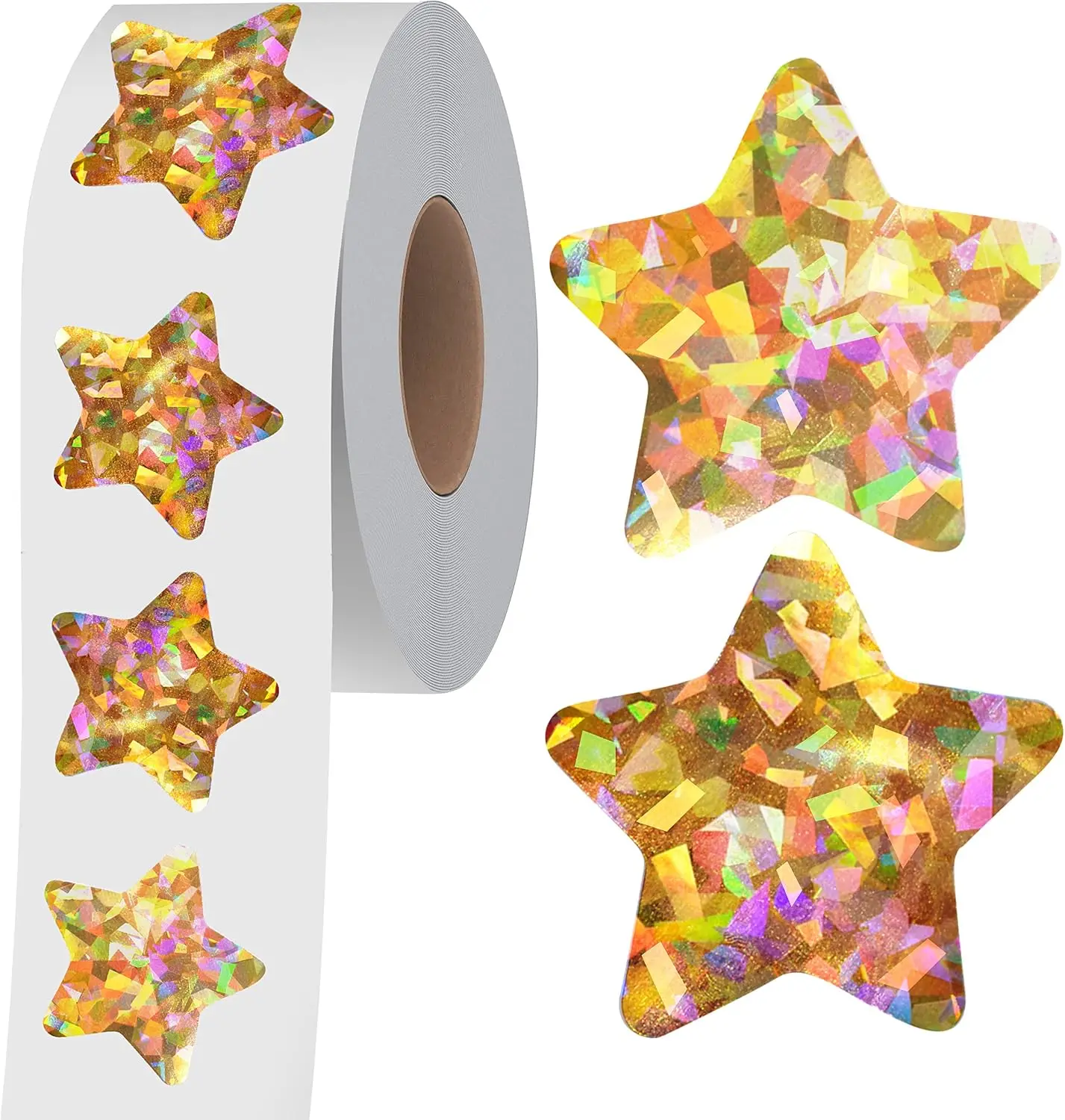 500pcs Holographic Silver Star Stickers Self-Adhesive Metal Foil Reflective Reward Stickers for Crafts And Decorations