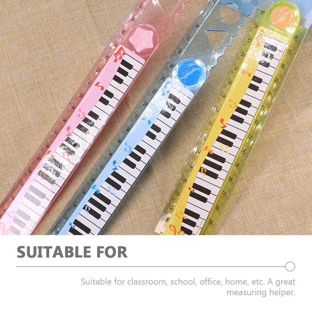 10 Pcs Piano Ruler Readers Trackings Rulers Double Sided Cartoon Children Plastic School Kids Multi-function Student Adorable