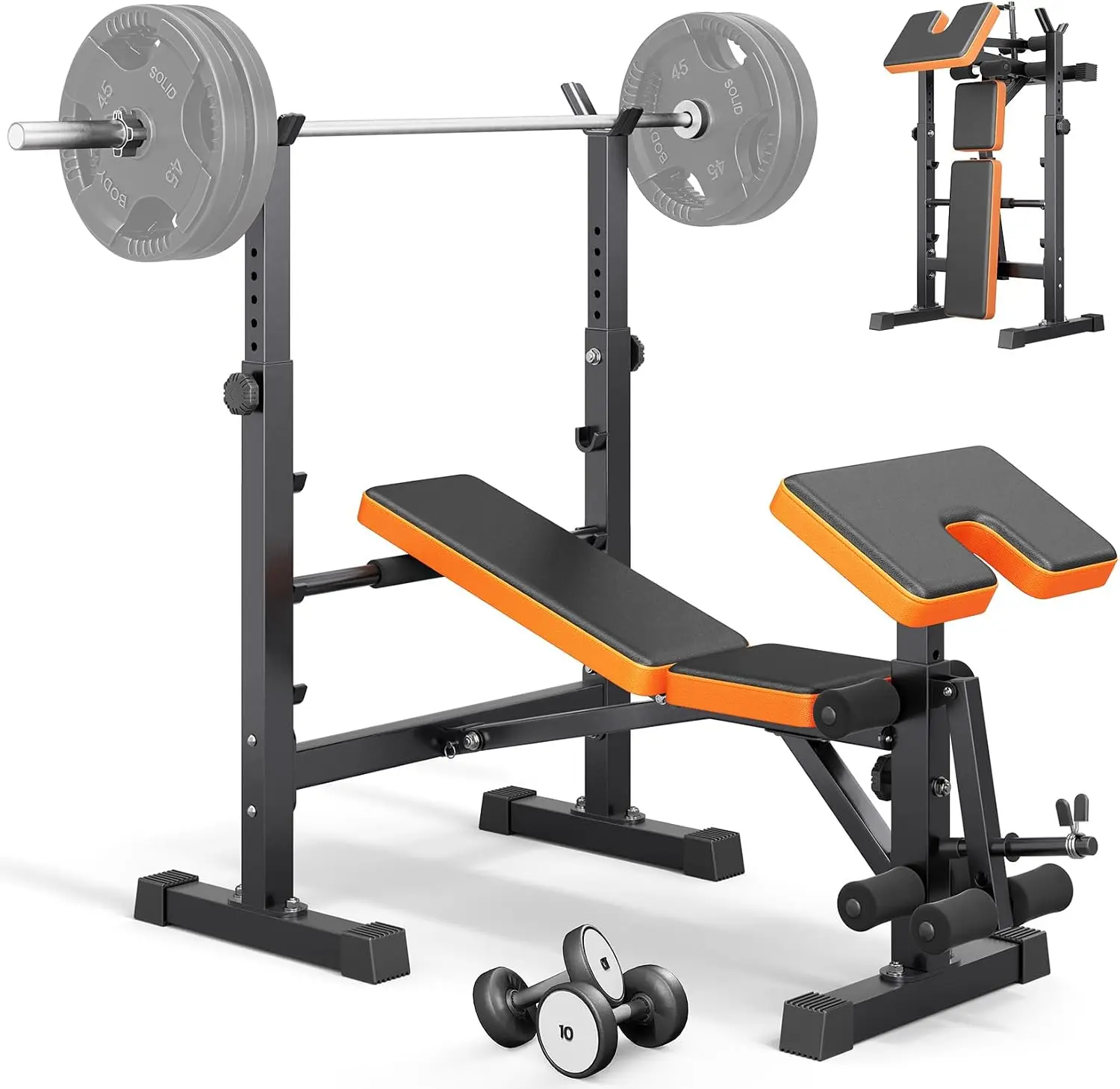 Multi-Function All in 1 Weight Bench Set - Multi-Positions Heavy Duty Weight Lifting Sit Up Bench Workout Benchs Folding Bench P