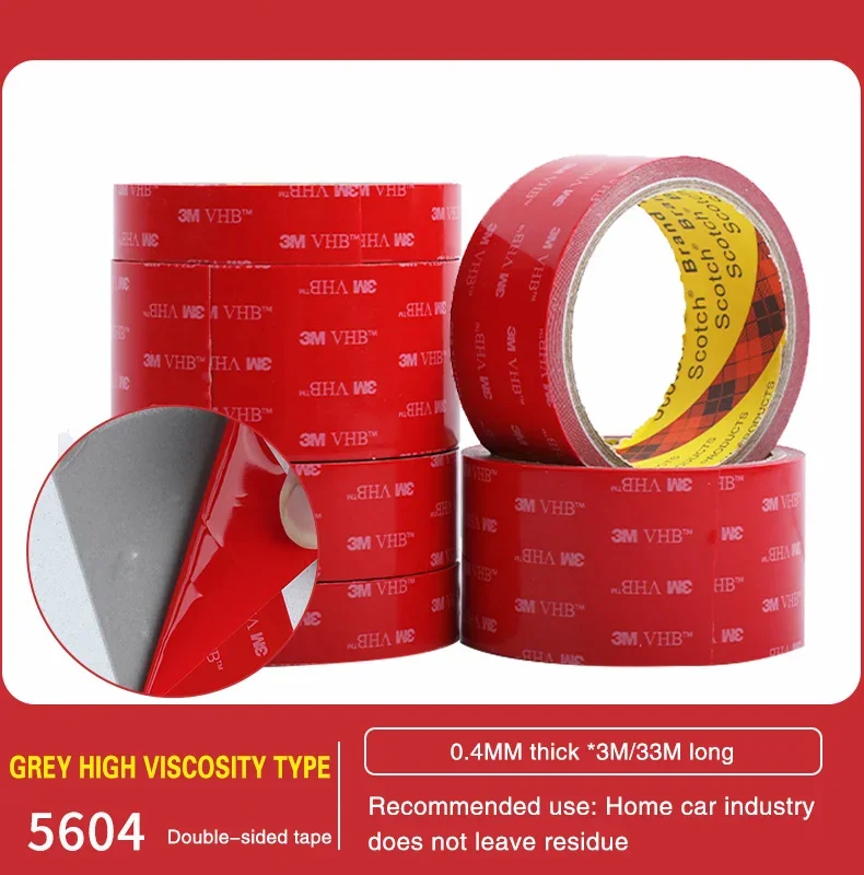 3M Double-Sided Tape 5604 Traceless VHB Tape High Viscosity High Temperature Resistant Fixing Sticker Car Indoor Two Face Tape
