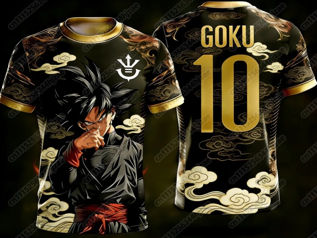 New 2026 Dragon Ball Official 3D Print Goku 10# Football Jersey Training Wear Parent-child S-6XL Trendy Tees FamilyMatching