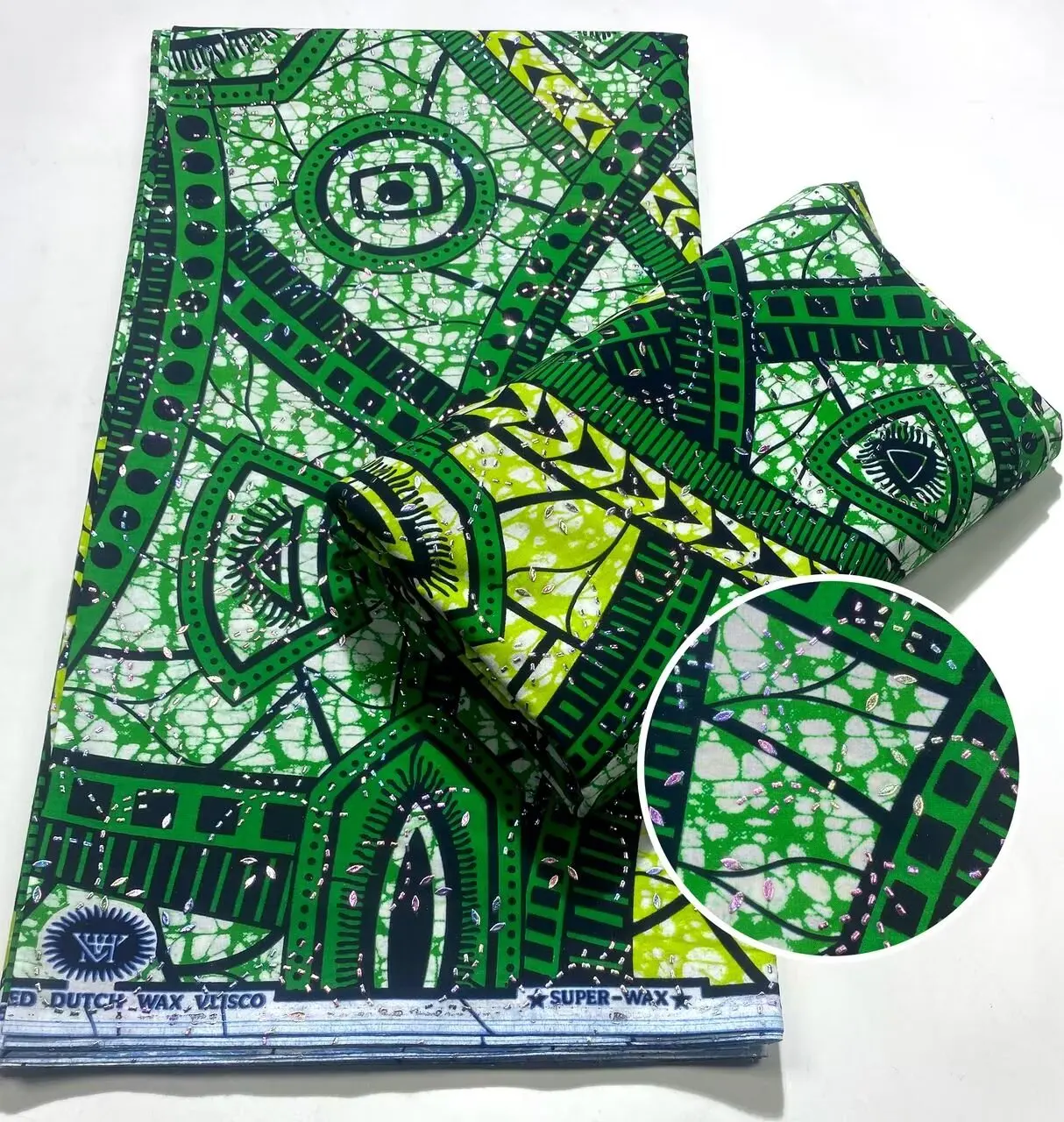 

Африканский восковой материал с кристаллическими полосками, восковые блоки-ткани для женских платьев, 6 ярдов/лот, африканский воск