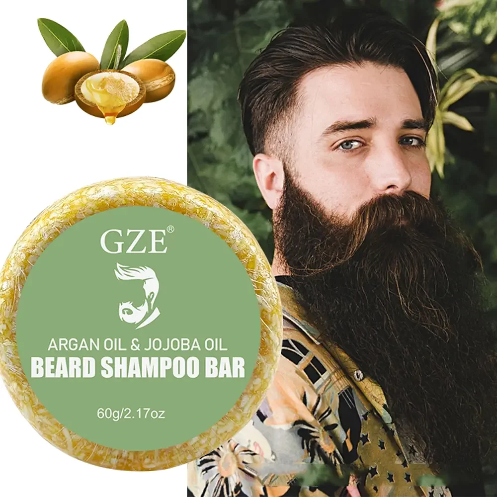 

GZE Argan Oil Jojoba Oil Beard Shampoo Bar - Beard Care Cleansing Bar for Men - Moisturizes, Softens and Strengthens Beard Hair