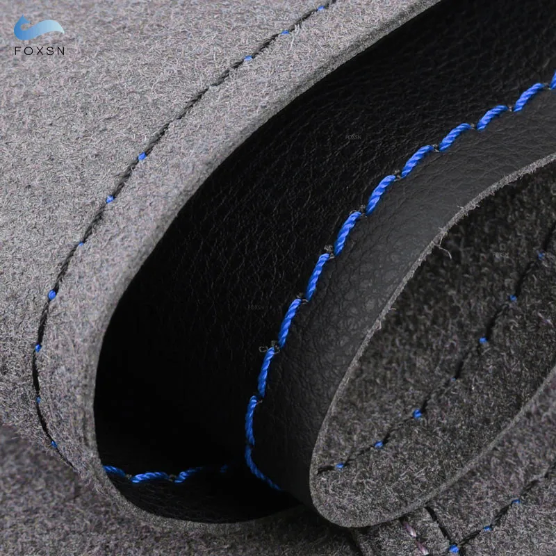 For Toyota Land Cruiser Prado Tacoma 4Runner Highlander Tundra Lexus LS400 GX470 Car Steering Wheel Leather Cover Blue Strip