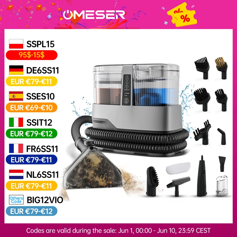 Odkurzacz piorący OMESER 1800W 17Kpa