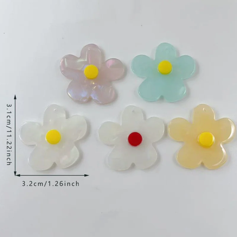 Free shipping 56pcs/lot color print cartoon flowers shape acrylic beads diy jewelry garment hair accessory