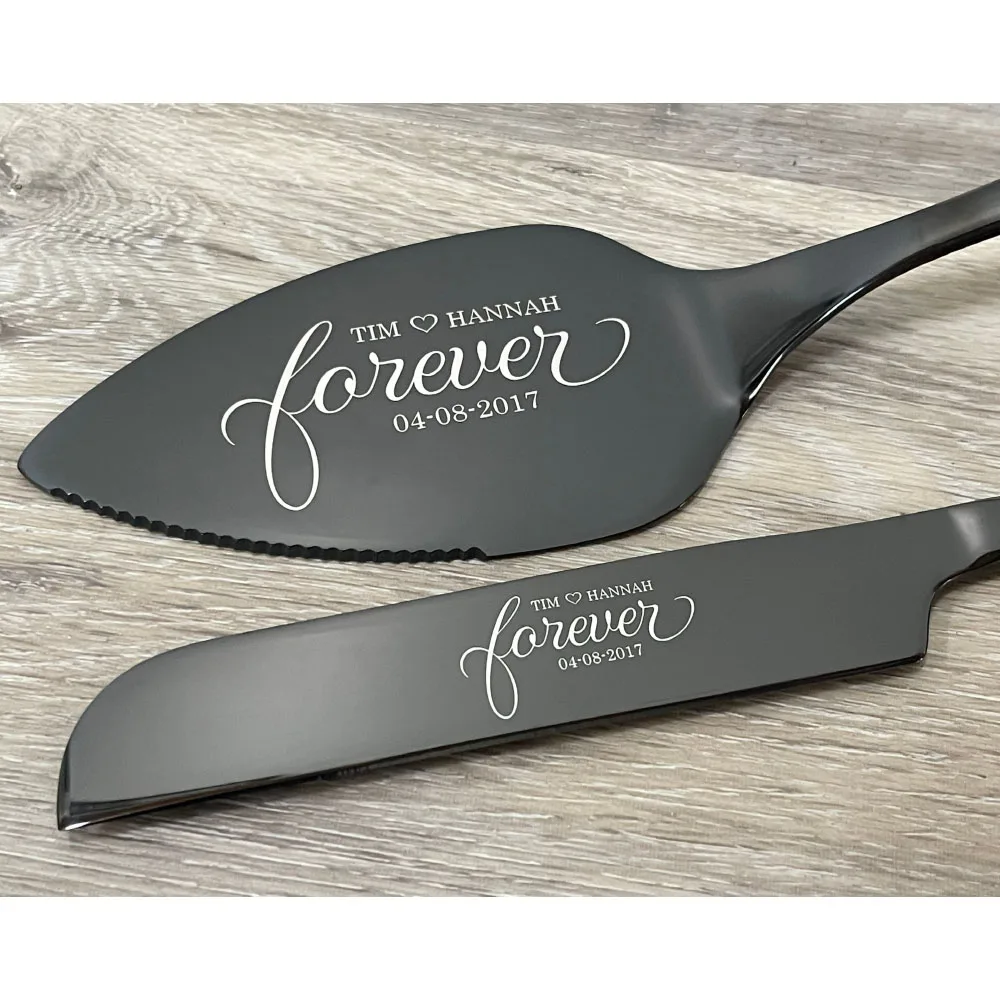 Personalized Cake Cutting Knife Set For Wedding Party Wedding Souvenirs Cake Cutting Knife Gift Laser Engraved Anniversary Cake