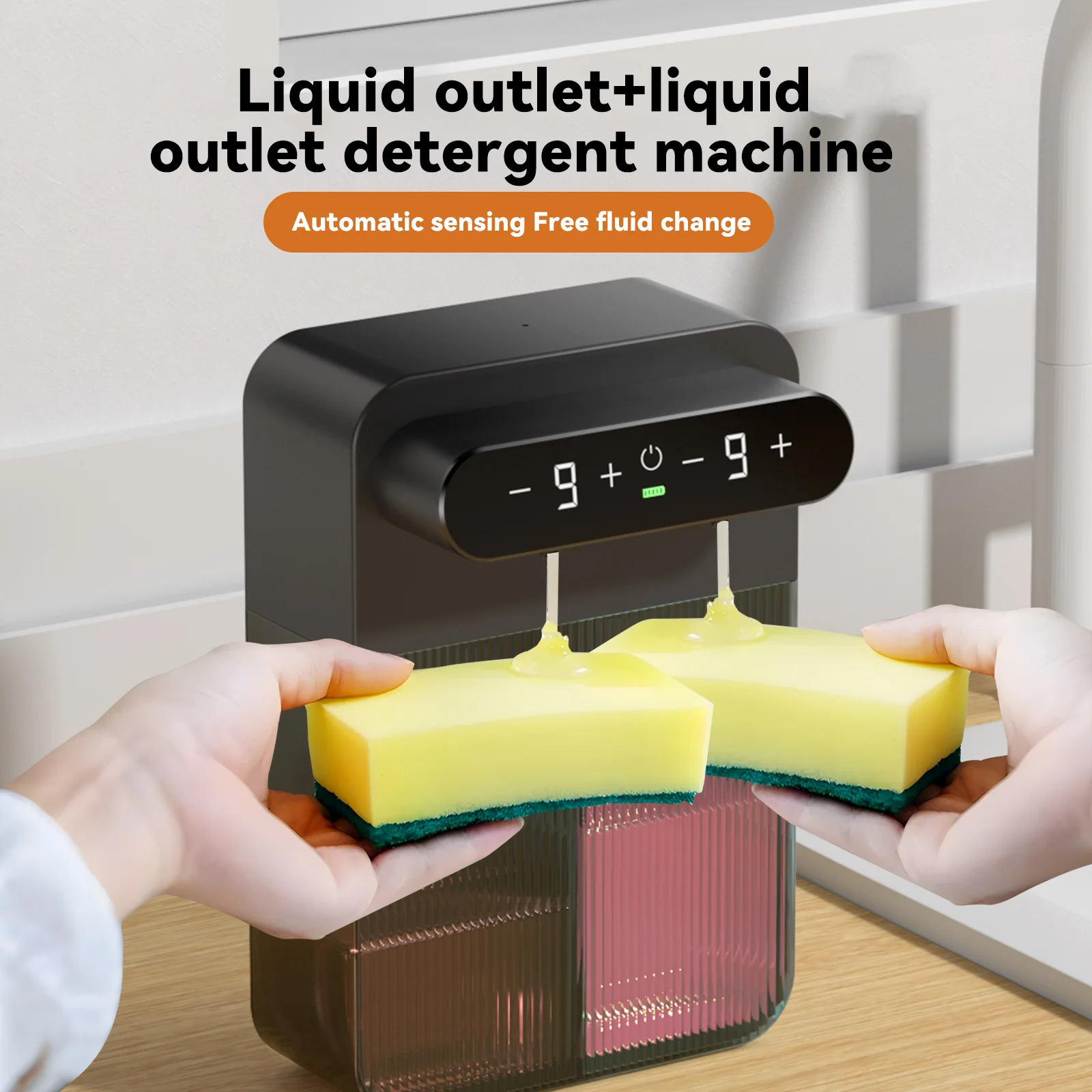 HOMEFISH 400ml+400ml USB-Aufladbarer Berührungsloser Doppelseifenspender, Wandmontiert für Küche & Bad – Detail 10