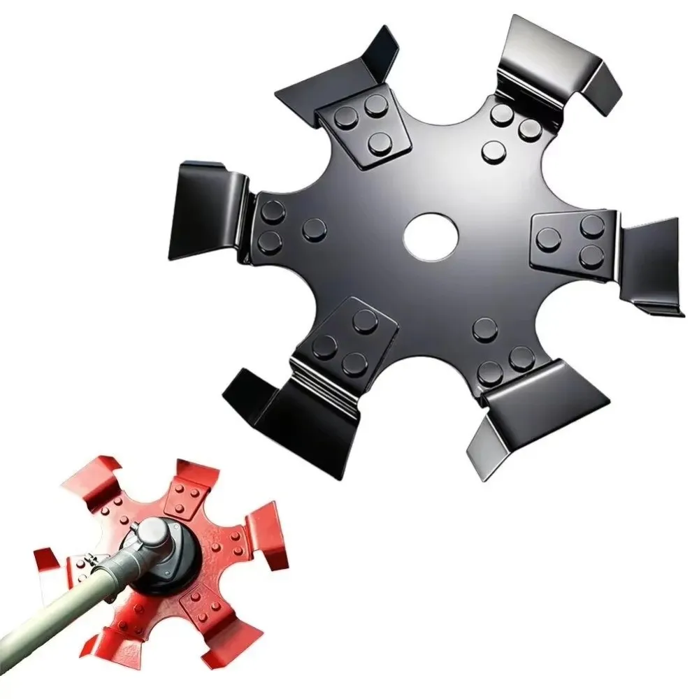 Manganese Steel Trenching Wheel 3-in-1 Six-Arm Star Ditching Wheel Brush Soil Loosening Angled Teeth Trimmer Head