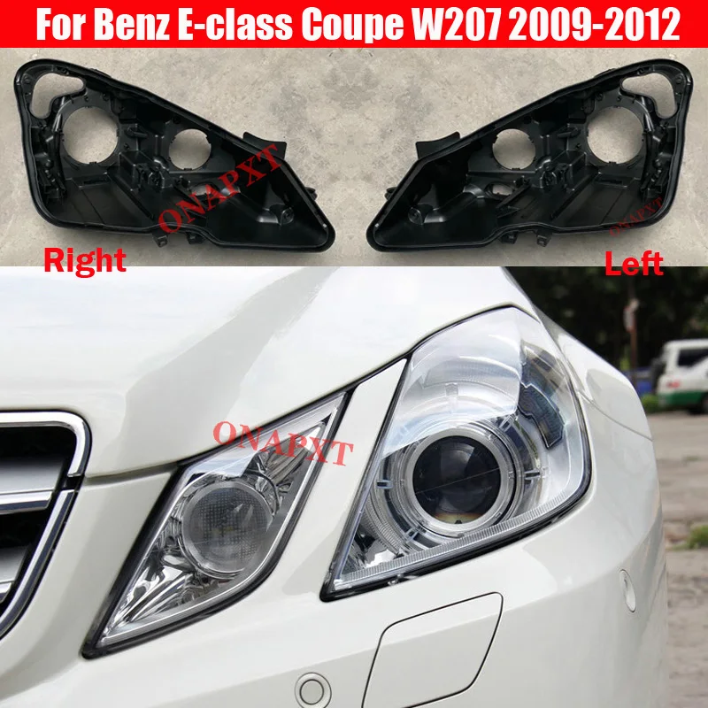 For Benz E Coupe W207 2009-2012 Headlight Cover Black Base Rear Casing Headlight Back Housing Bottom Protection Shell