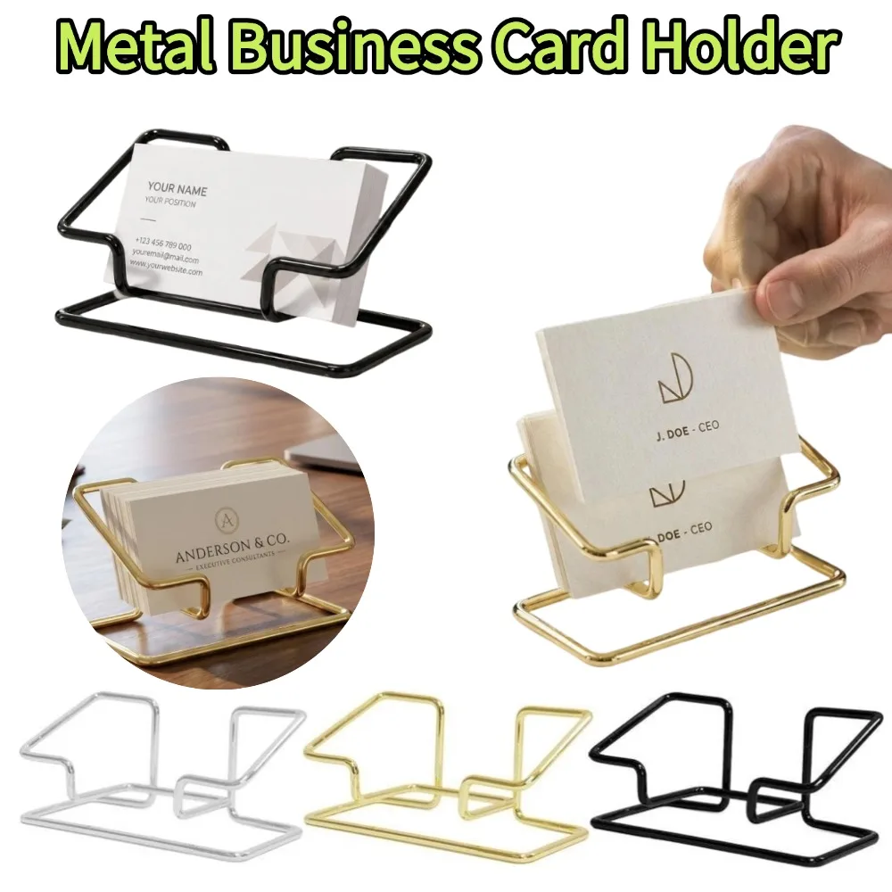 Metal Business Card Holder Desk Organizer Modern Name Card Stand Display Racks Office Fashion Desktop Decorative Storage Racks