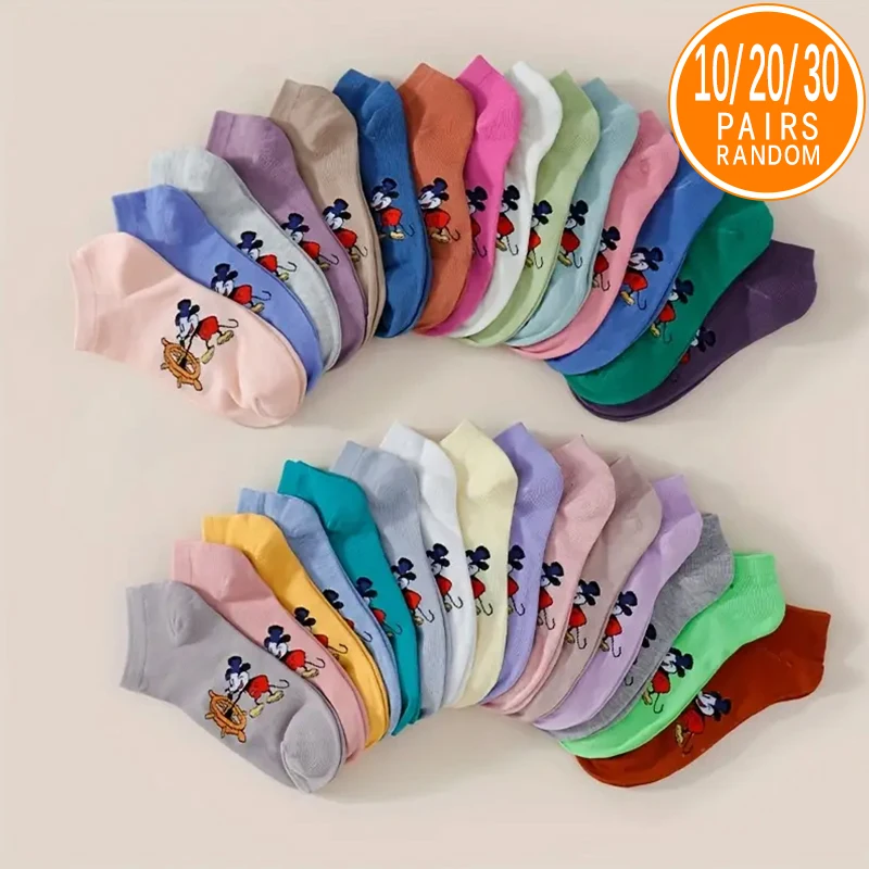 

10/20/30 Double Spring/Summer Unisex Fashion Disney Cute Anime Cartoon Mickey Mouse Versatile Casual Breathable Short Socks