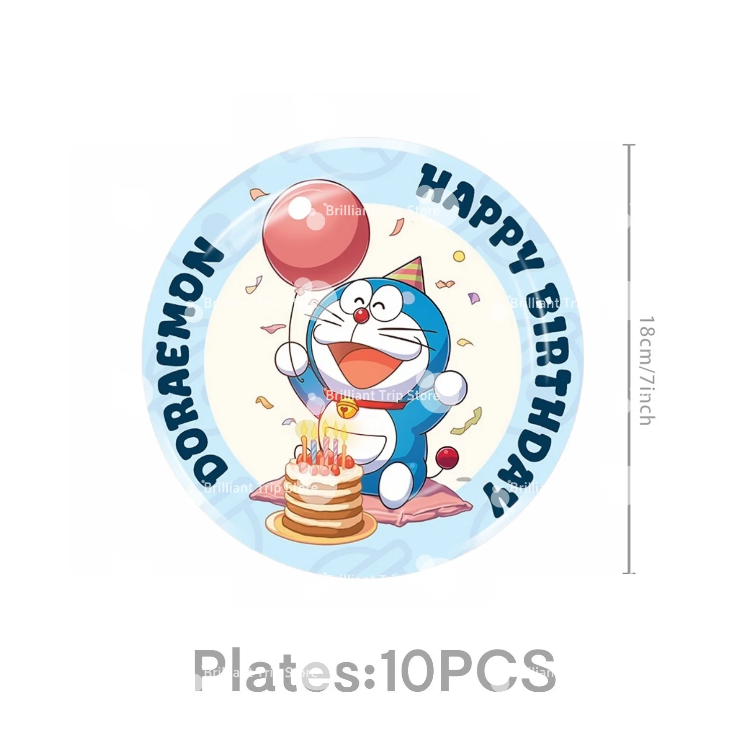 Cartoon Doraemon Birthday Party Decor Set Disposable Tableware Plates Cups Napkins Blue Cat Balloons Banner Kids Party Supplies - view 4