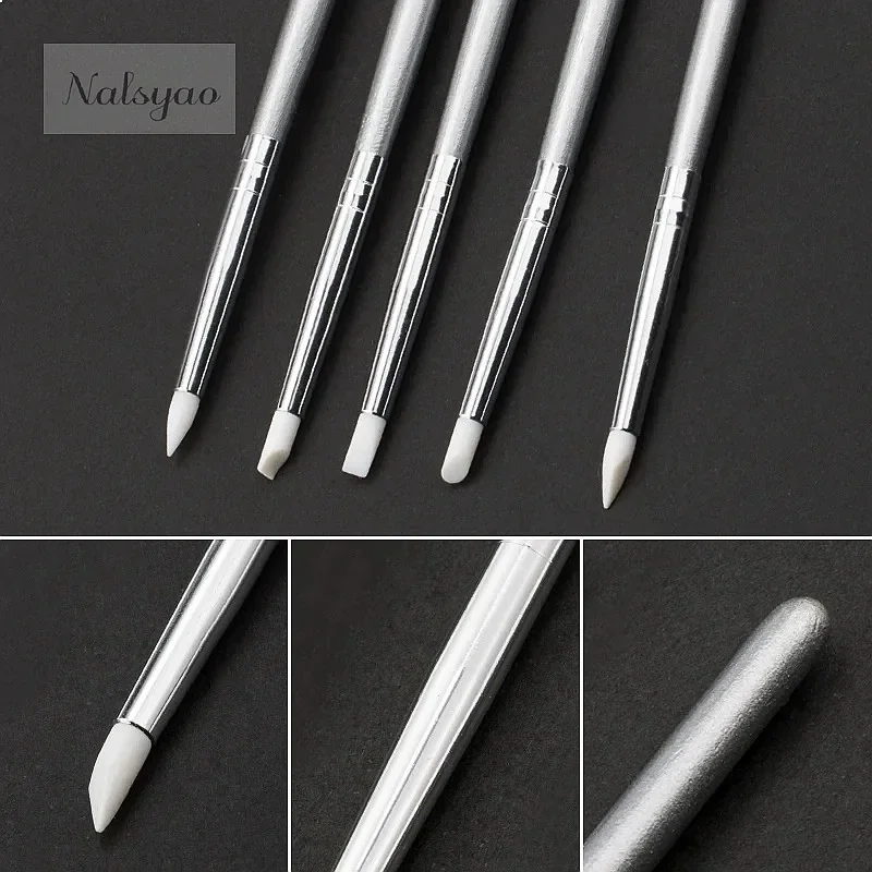 5 Pcs Shaping Silicone Brushes for Modeling Nail Art DIY Carving Emboss Hollow Pottery Sculpture UV Gel
