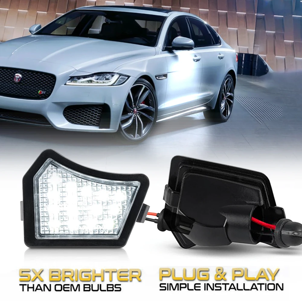 

2Pcs 6000K LED Under Side Mirror Light Puddle Lamps For Jaguar XF X250 X260 XJ X350 X351 X358 XE X760 XK XKR OEM C2C37089 & 90