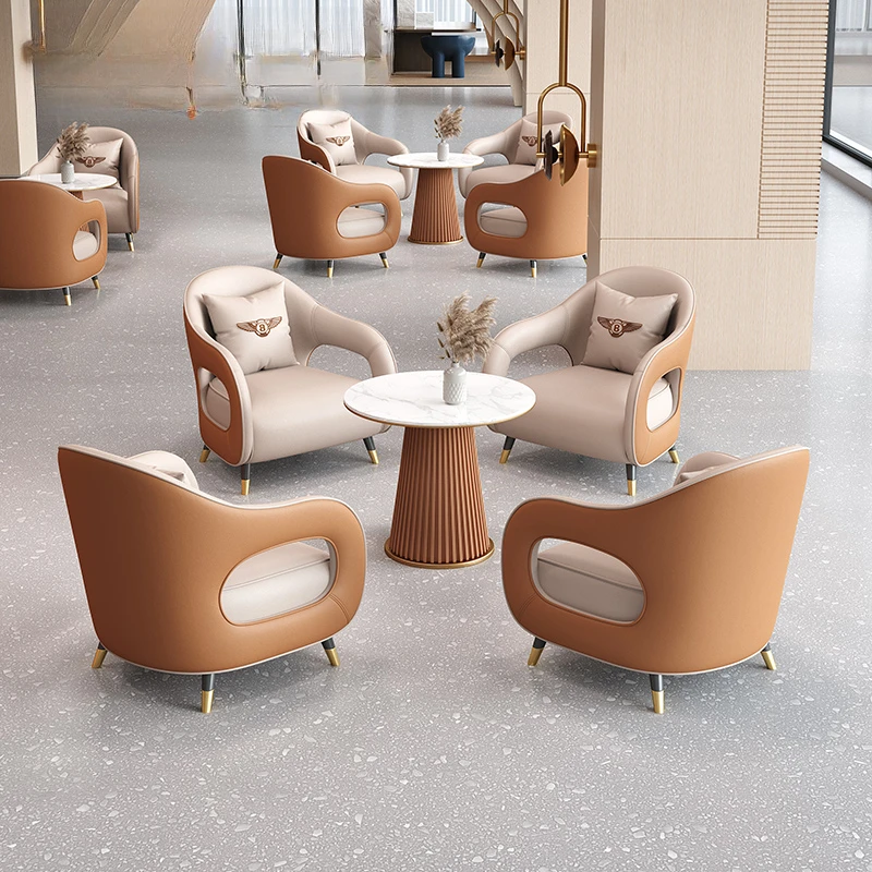 Light luxury modern sales department negotiation 4 chairs small round negotiation table reception negotiation table