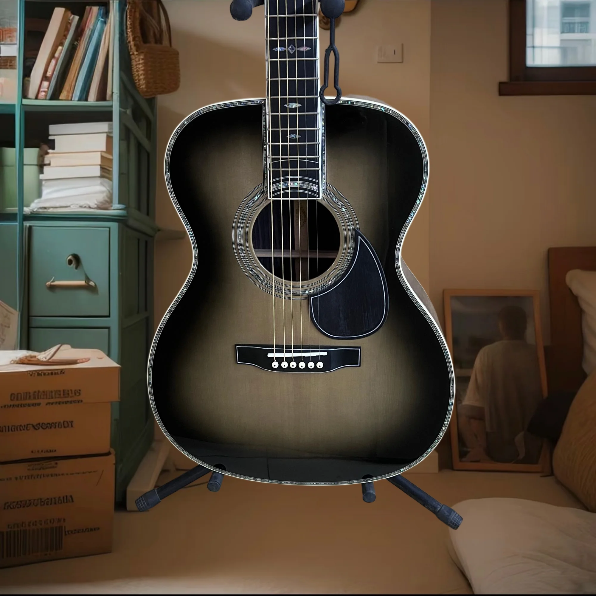 

OM45 20th Anniversary Limited-Edition Platinum Guitar Black to Gray Fade Charcoal Fade New Arrival Acoustic Guitar Free Shipping