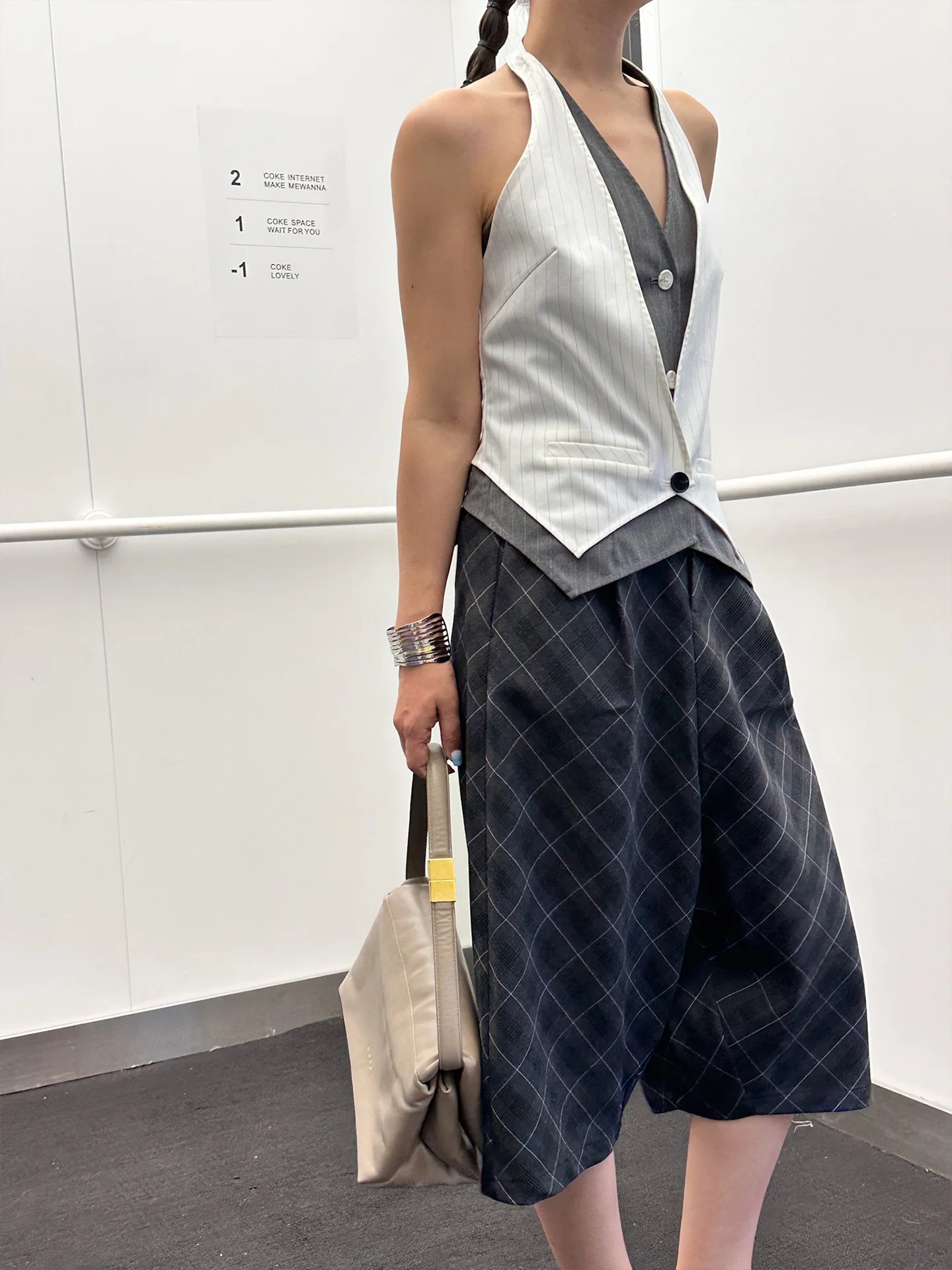 

LEDIM WANG Bla Label Series Low Waist Wide Leg Casual Pants Women's Summer Loose Fit Long Trousers Plaid Design New 2025