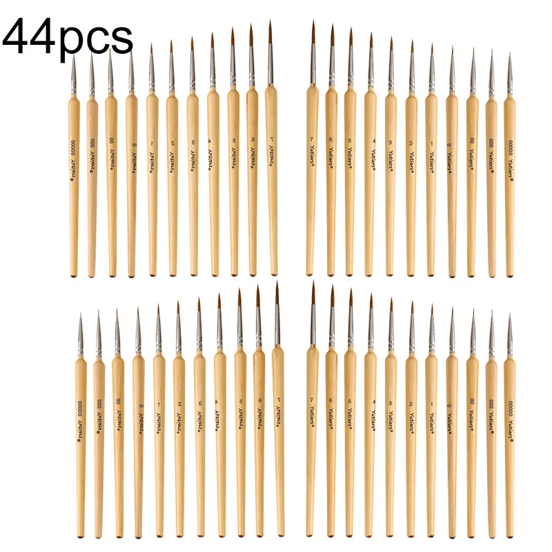 

Миниатюрные кисти для рисования с 44-размерами, деревянная кисть с тонким кончиком для акварельной живописи, акриловая художественная живопись, модель для рисования