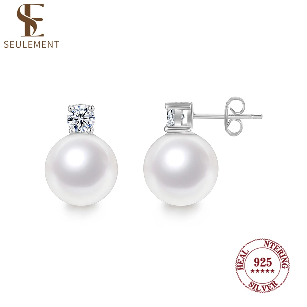 Seulement Sterling Silver 925 Zircon Pearl Stud Earrings for Women Drop Stud Earring Friendship Gift Luxury Jewelry