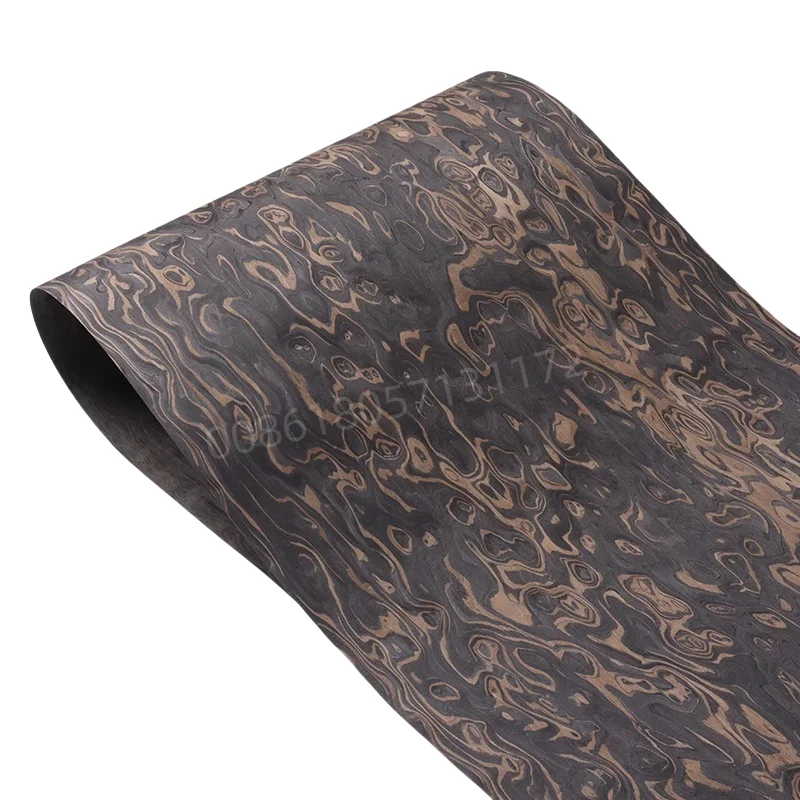 Reconstituted Engineered Wood Veneer with Birds Eye Burl Pattern,E.V.,Fleece Backing,60x250cm,1pc,for Furniture Home Decor,Black