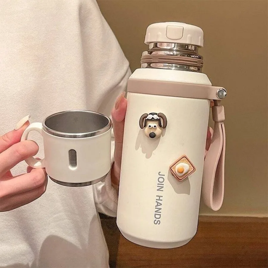 

600ml Large Capacity Tumbler 316 Stainless Steel Vacuum Straw Thermos Cup Portable Coffee Thermal Bottle For Travel Home Office