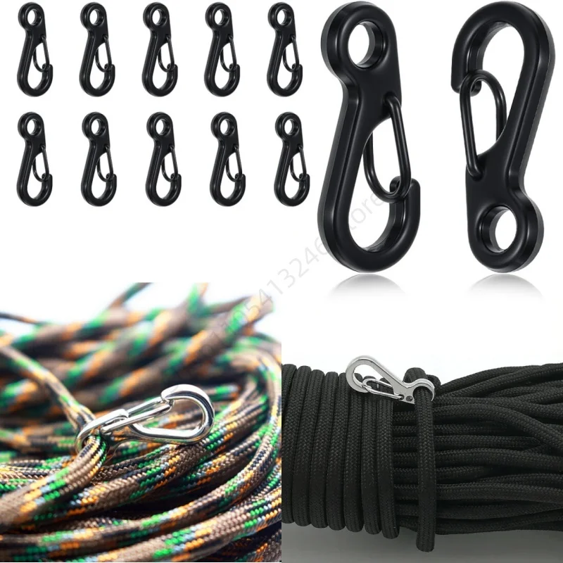 5/10Pcs Mini Spring Backpack Clasps Portable Keychain Camping Bottle Hooks Paracord Tactical Survival Gear Keychains Tool Clips
