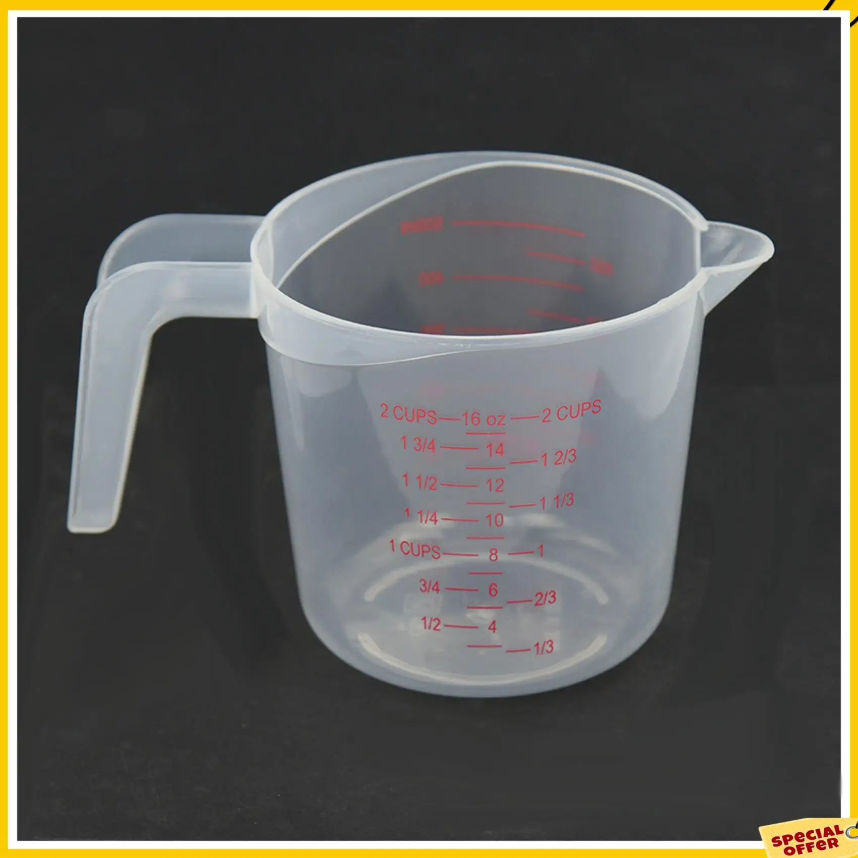 A24P 2X 500 ml Domowe laboratorium Dzbanek pomiarowy Dzbanek Plastikowy uchwyt Pojemnik z wylewką