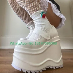 Lady Runway Y2K White Platform Mary Janes New Arrive Buckle Strap Shoes Footwear Causal White Pu Elegant Shoes Dance Party Shoes