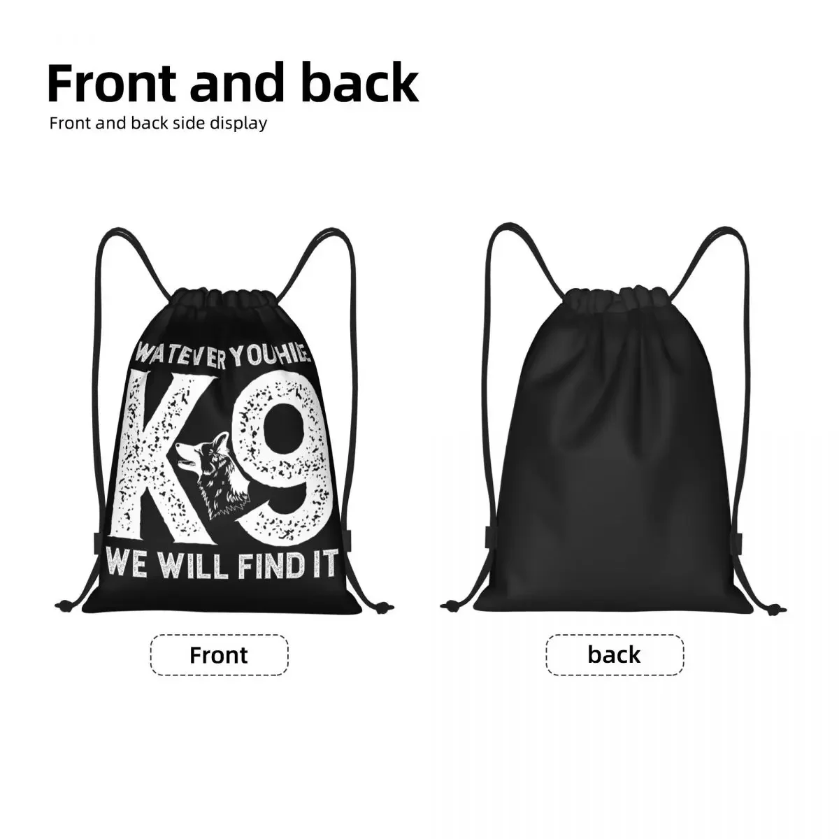 Custom K9 Dog Manga Drawstring Bags Men Women Lightweight Sports Gym Storage Backpack