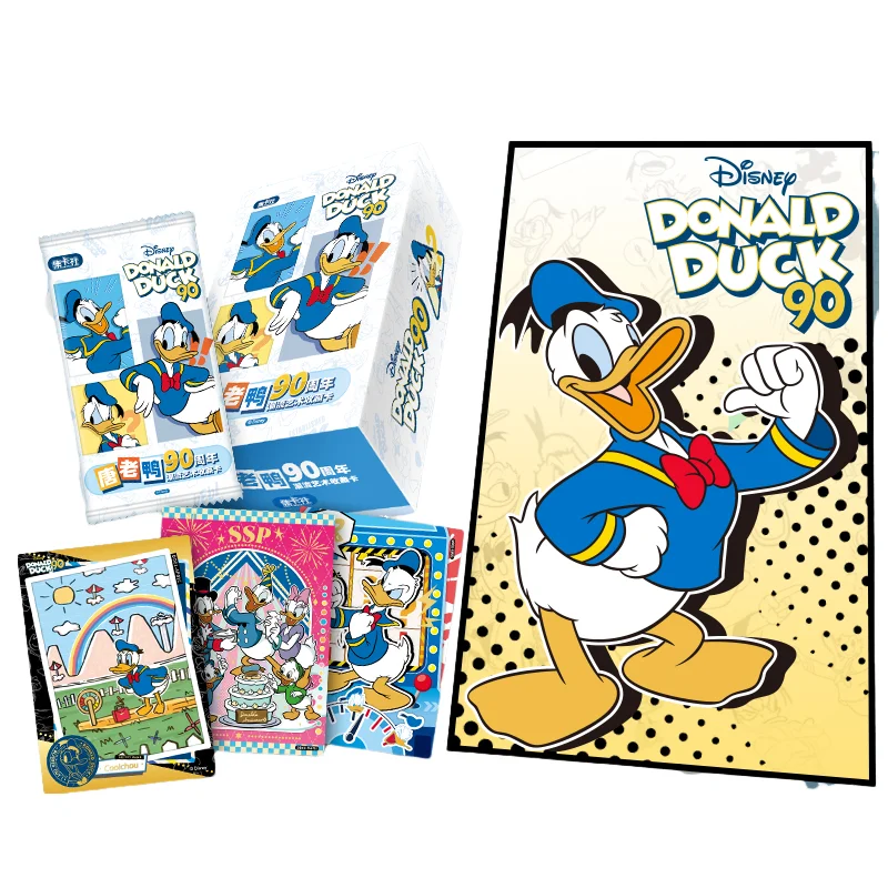 Cartas divertidas de Disney, Colección del Pato Donald, tarjetas del 90 aniversario, cartas comerciales de personajes de Disney, juguetes para niños