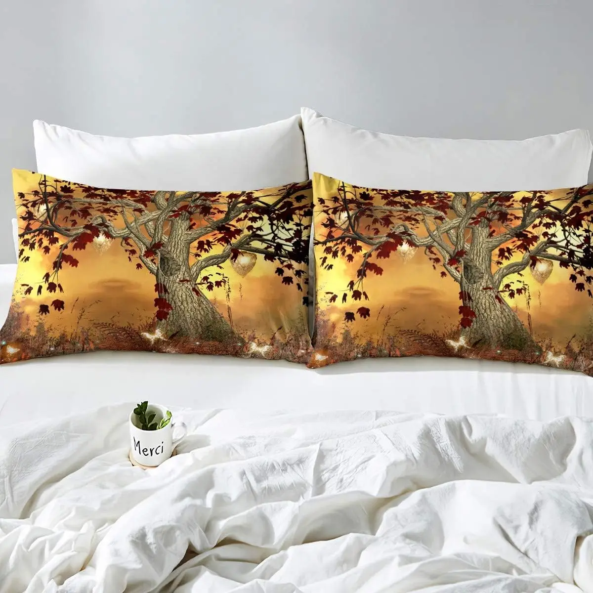 Tree of Life Duvets Cover Set Natural Scenery Bedding Set Kids Boy Girls Adults Botanical Branches Comforter Cover Autumn Leaves
