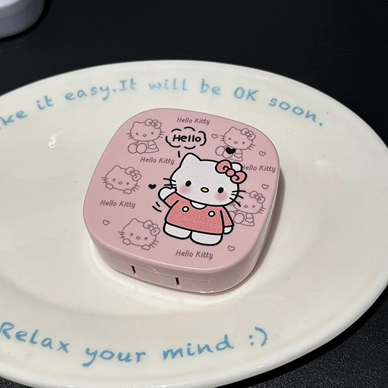 صندوق عدسات لاصقة لطيف على شكل دمية كرتونية، صندوق رفيق للعدسات اللاصقة، صندوق كرتوني محمول مع مرآة #6