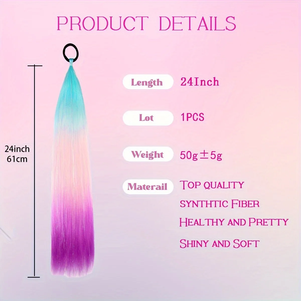 24Inch Yaki Rechte Y 2K Regenboog Haarverlenging Gevlochten Synthetische Pruiken Gemengd Klatergoud Bling Bling Haarstuk Cosplay Haar Accessoire