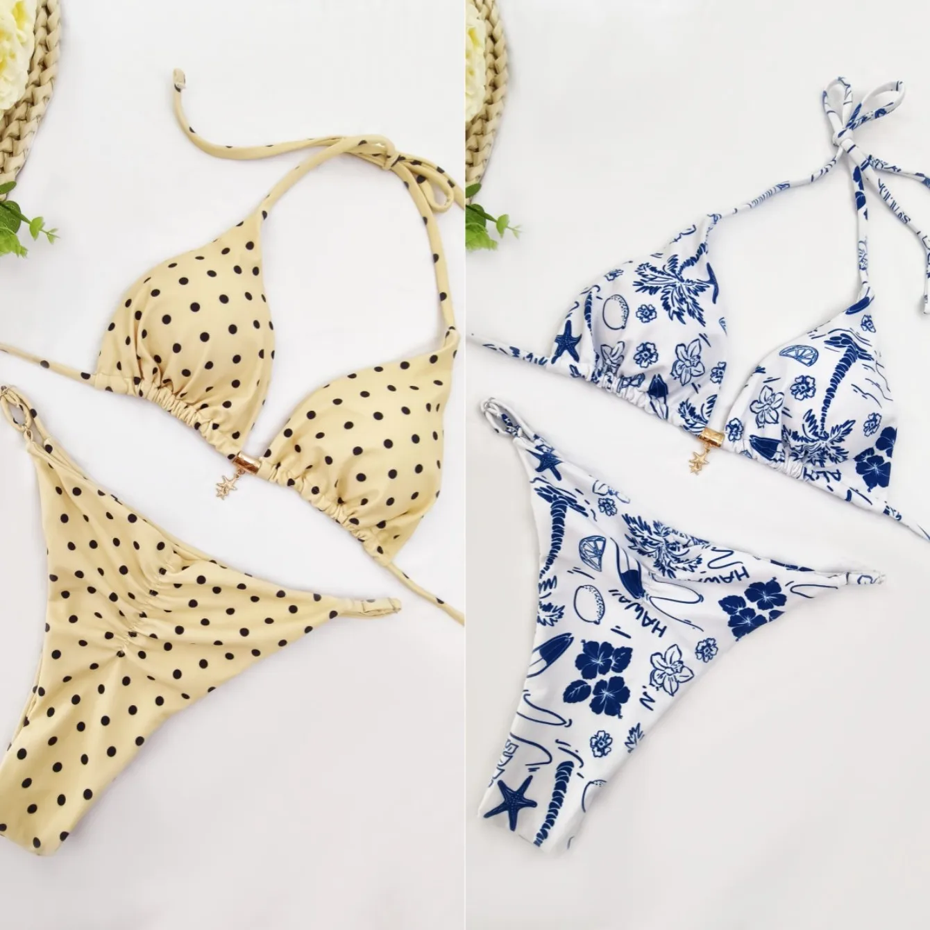 

Новый женский купальник-бикини 2026 года без бретелек, в горошек, с эффектом тай-дай, для спорта/йоги/фитнеса, термостойкий