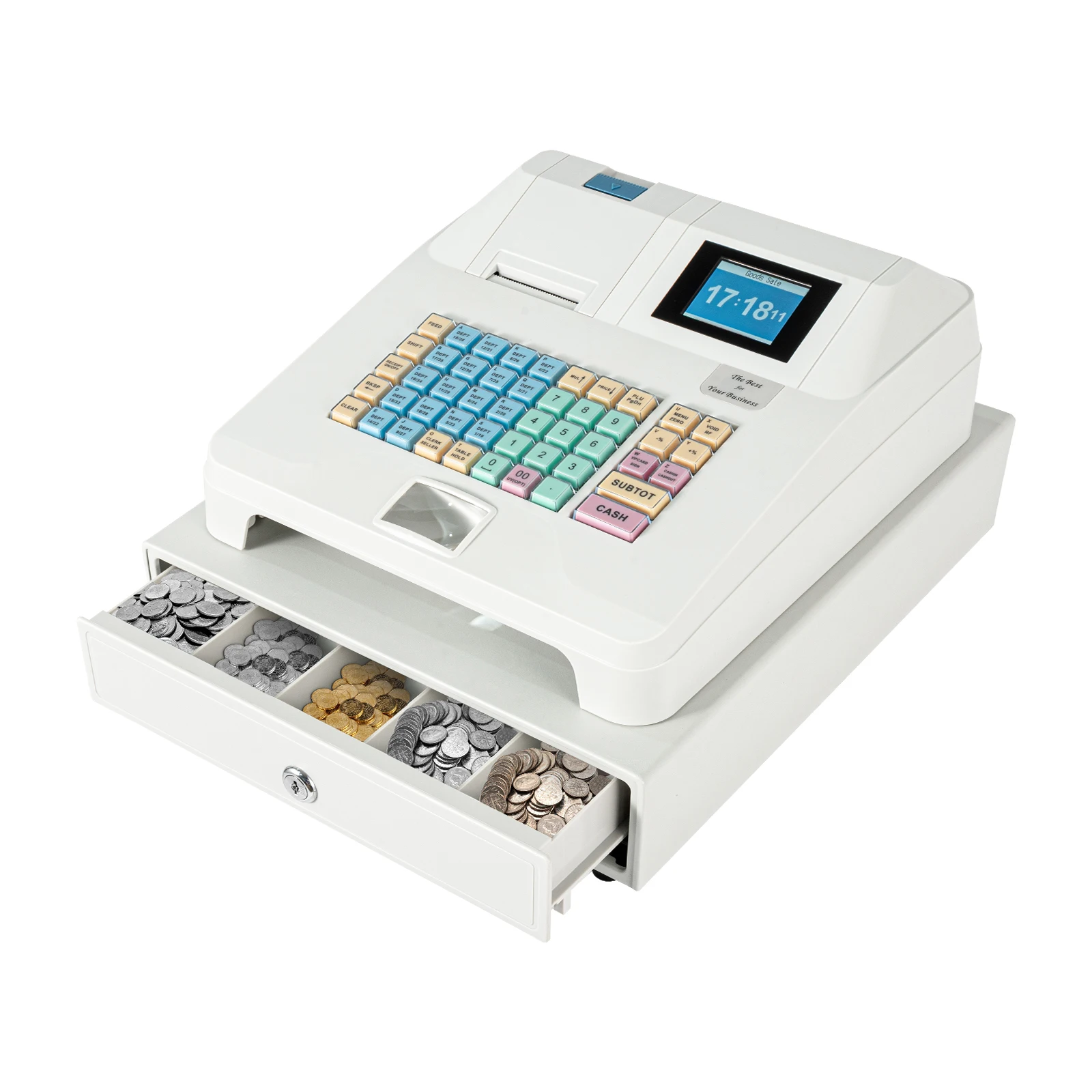 48 Keys 8-Digital Electronic Cash Register Cash Machine Supermarket LCD Screen w/ Printing Paper