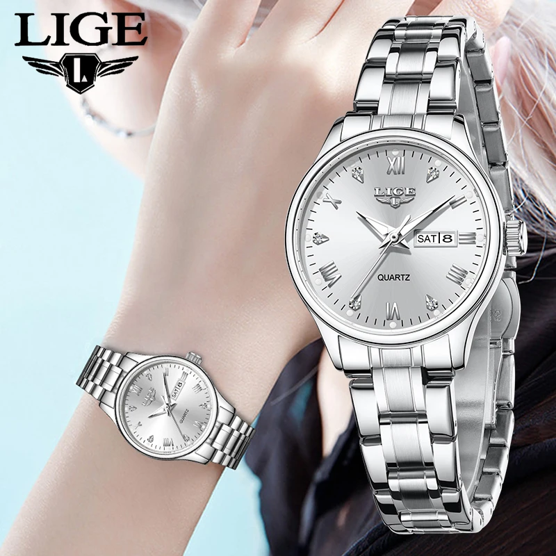 LIGE 2026 Women's Watch Luxury Waterproof Luminous Date Ladies women's quartz wrist watch ultra-thin women watch reloj de mujer