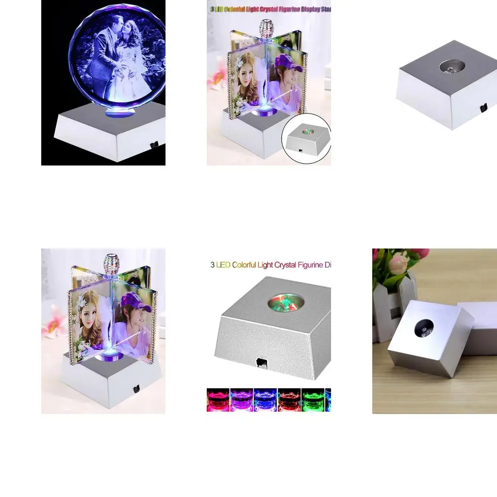 Colorful Changing Plastic Led Light Bottom Base Display Rack Holder Stand for Home Bedroom Crystal Stone Tower Photo