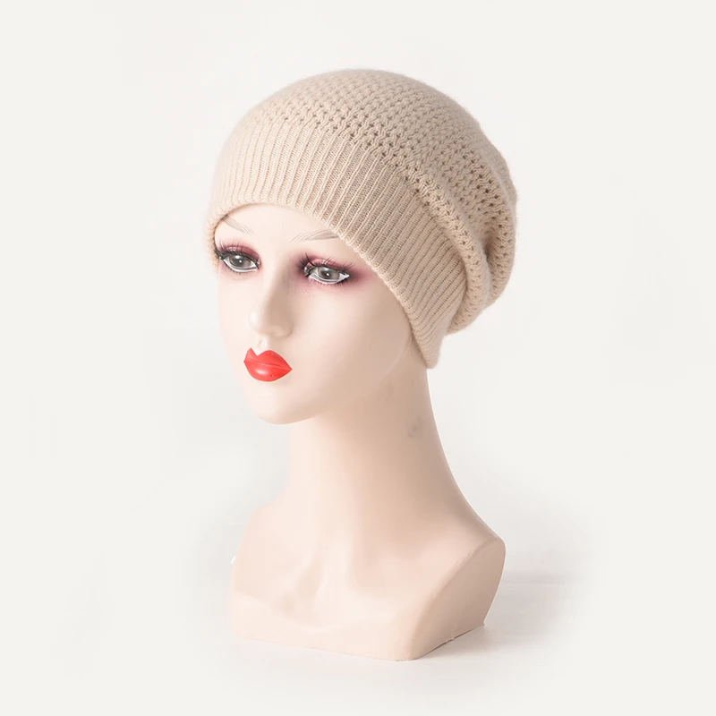 

High-Quality 35% Cashmere 65% Wool Thick Pure-Color Bucket Hat With Warm And Open-Weave Ribbing For Men's Knitted Casual Cap