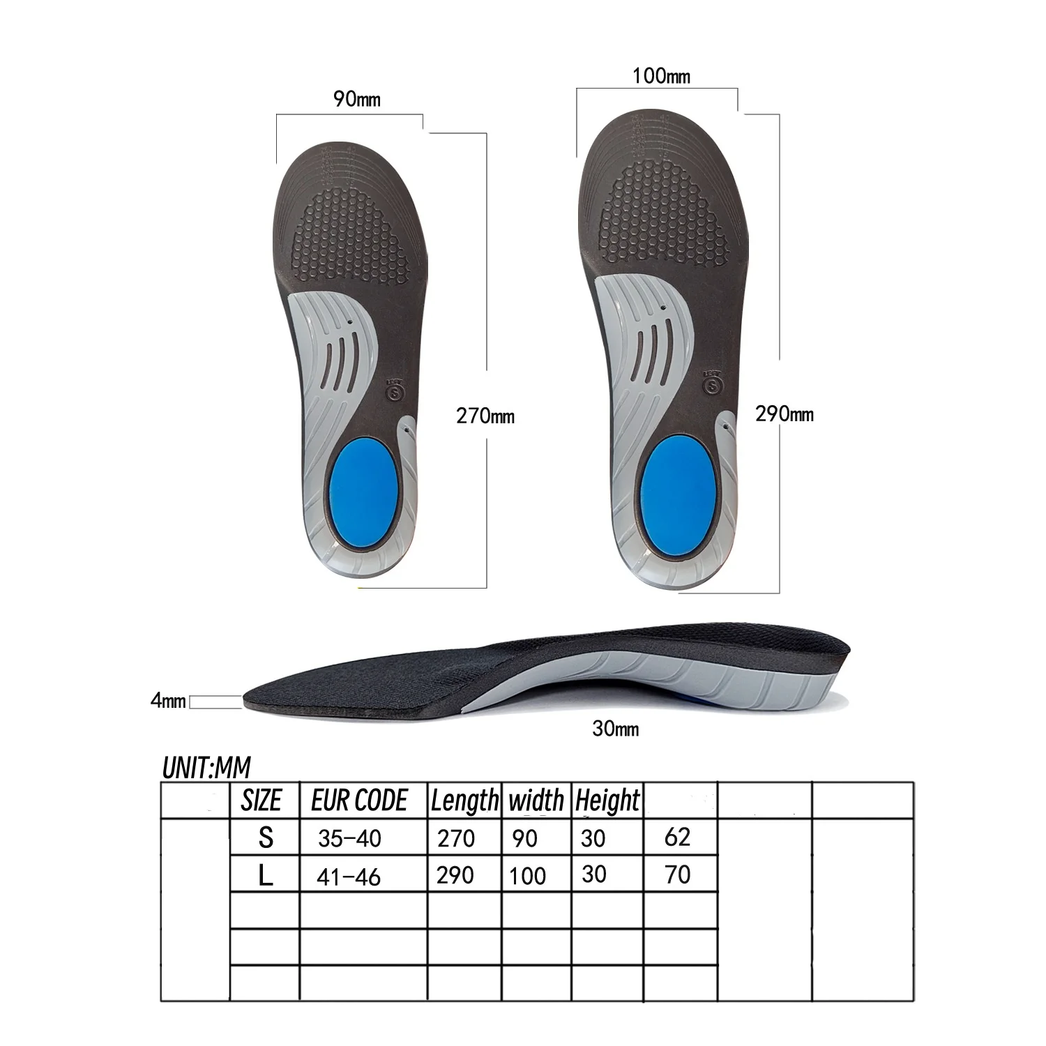 Flat Foot Corrective Insole Arch Support Orthopedic Insoles For Men Women Men And Women Breahable EVA Shock-absorbing Insoles