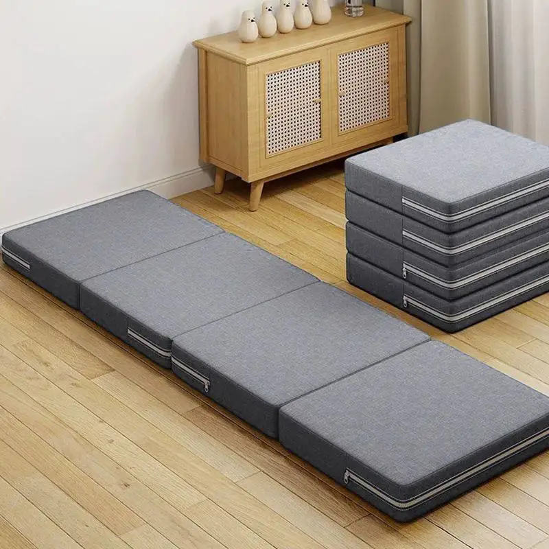 Portable  Bed with Quad-Fold Design Lightweight Guest Cot for Travel  Folding Camping Nap Cushion Space-Saving Floor Sleep Mat