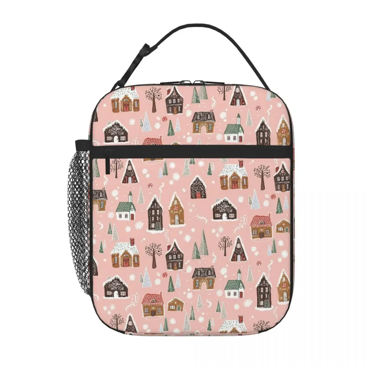 Gingerbread Village Lunch Tote Picnic Child Lunch Bag Thermal Fridge Bag