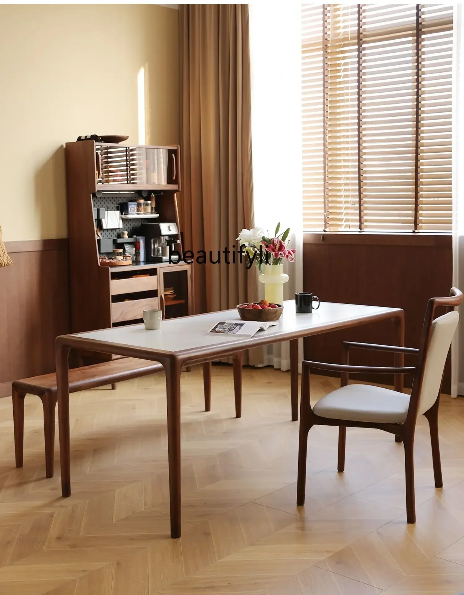 

Asmt51 ss обеденный стол из цельного дерева черного ореха, скандинавский современный простой бытовой прямоугольный обеденный стол из бревен