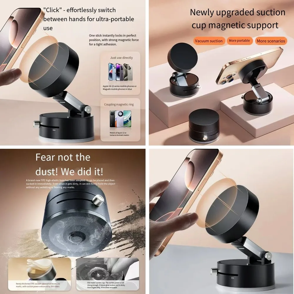 2025 New Magnetic Car Phone Stand, Vacuum Suction Cup Mount, Universal Phone Holder for Car Dashboard